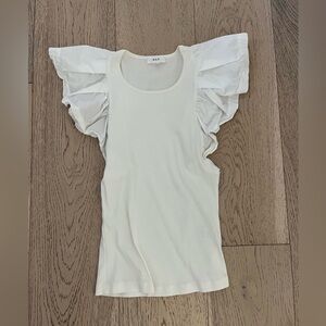 A.L.C. Women's White Ruffle Sleeve Blouse Size XSmall